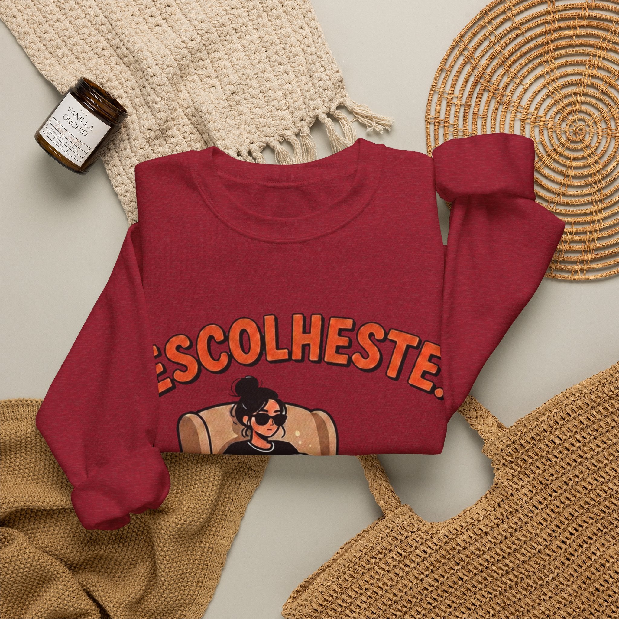 Crewneck Sweatshirt — "Escolheste, Agora Reclama à Vontade" Cozy Reading Lounge Pullover