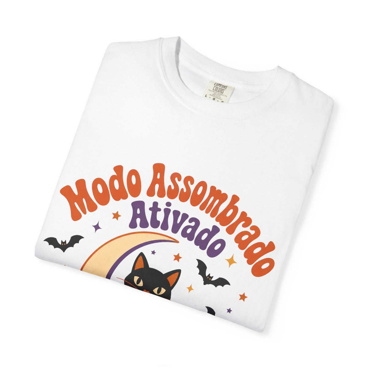 Modo Assombrado Ativado - T-shirt Halloween Gato Preto