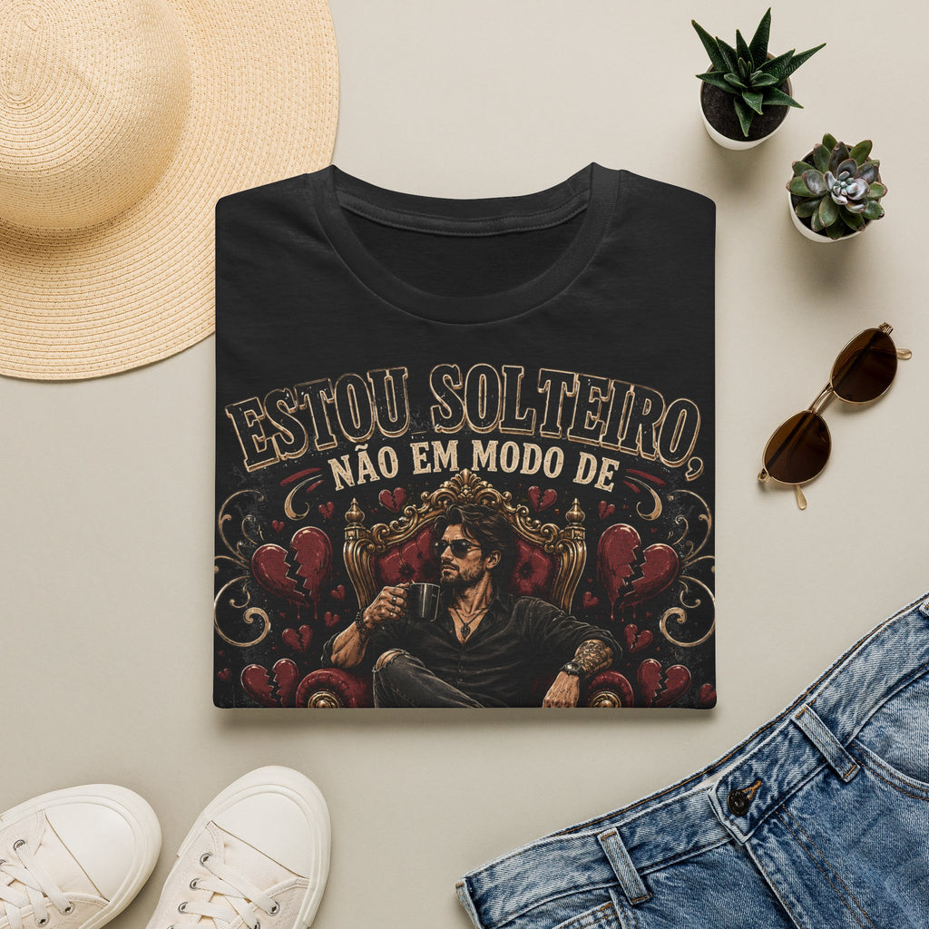 T-Shirt – "Estou Solteiro, Não Em Modo de Sobrevivência" Casual Graphic Tee
