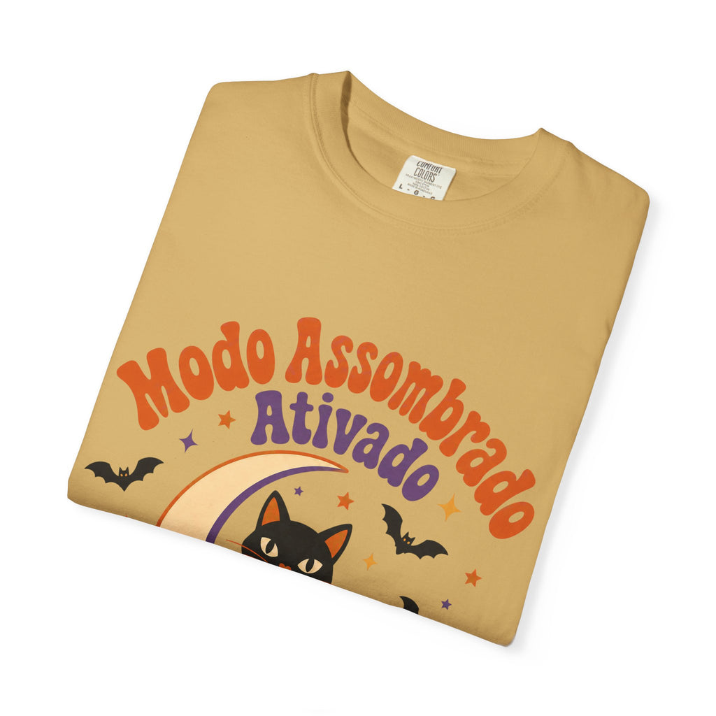 Modo Assombrado Ativado - T-shirt Halloween Gato Preto