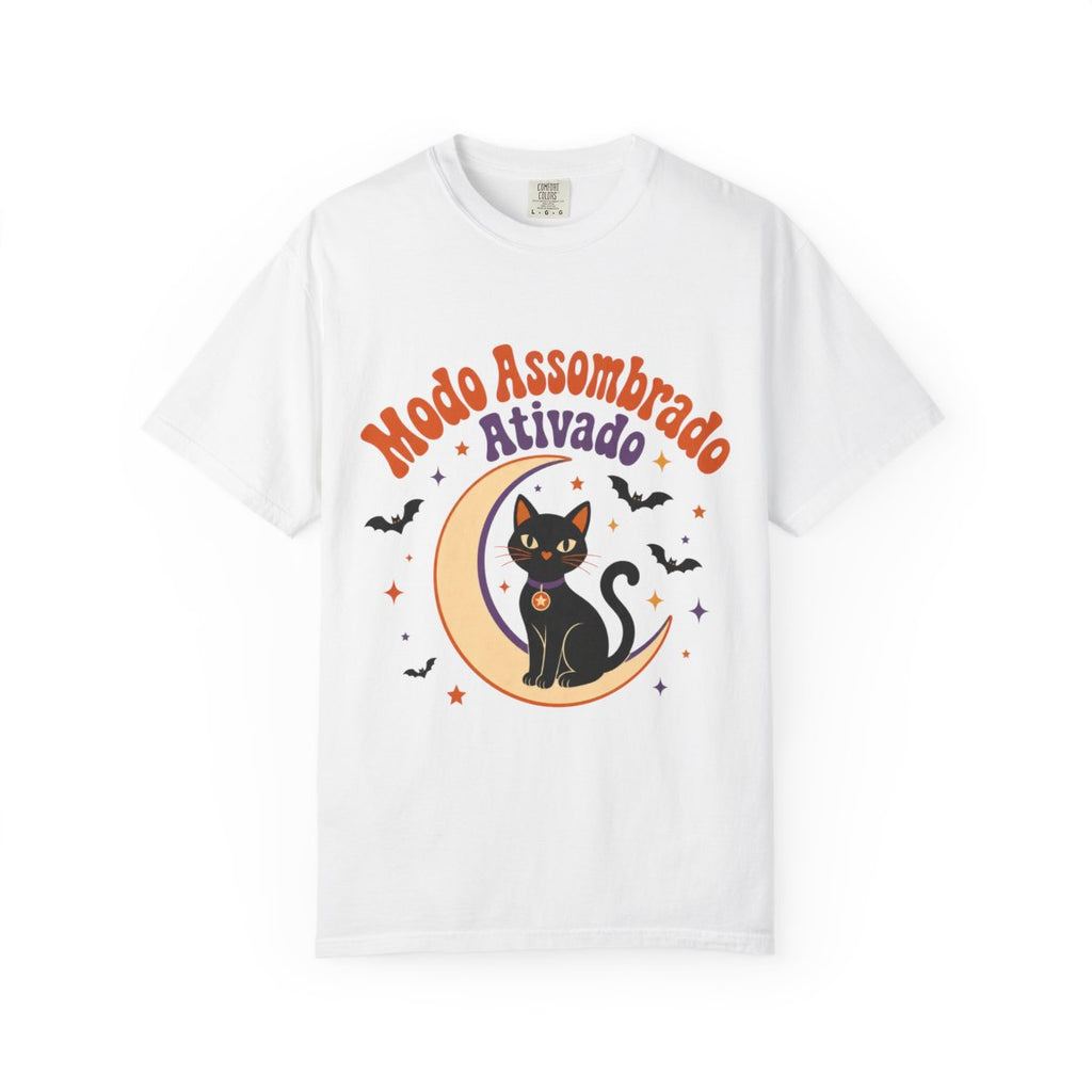 Modo Assombrado Ativado - T-shirt Halloween Gato Preto