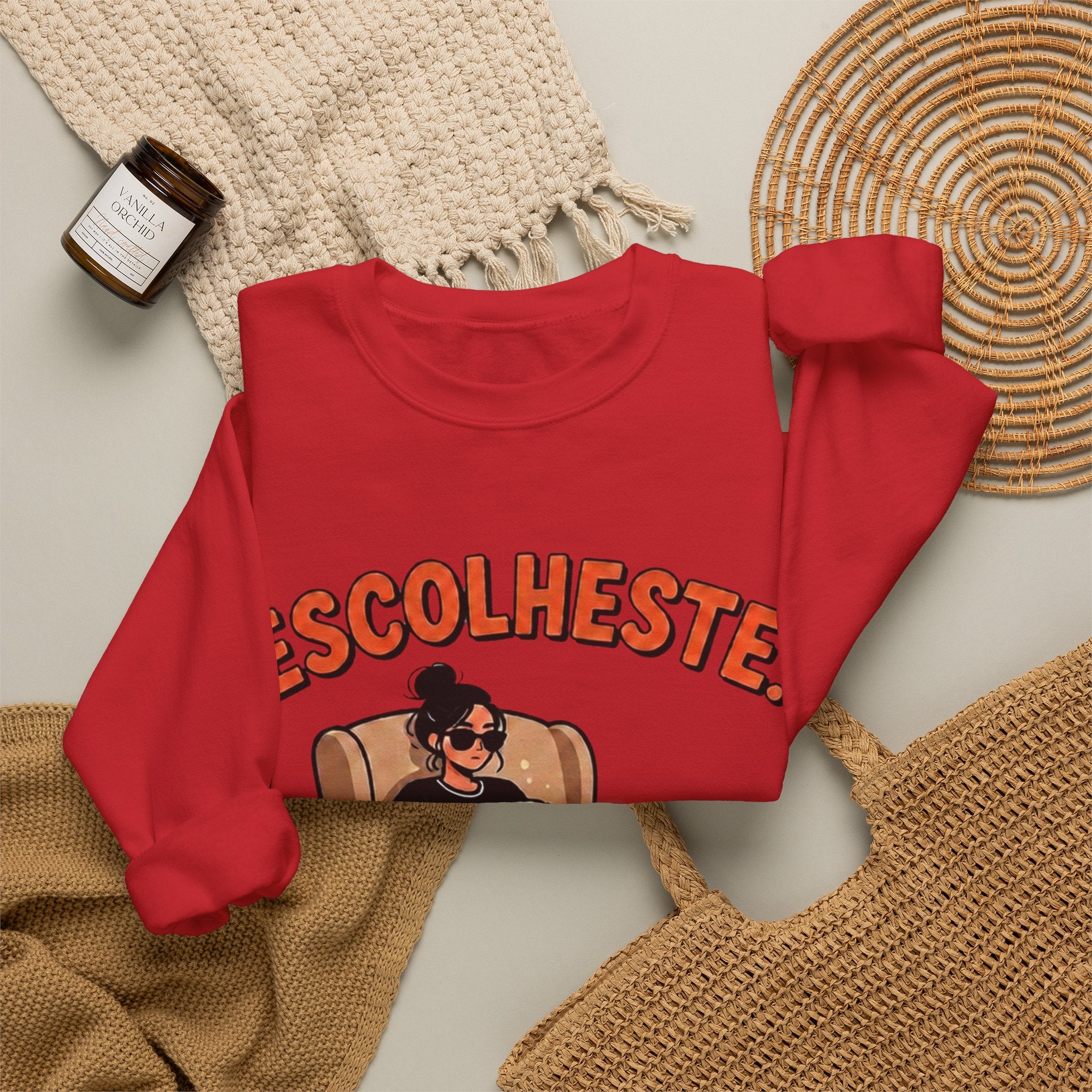 Crewneck Sweatshirt — "Escolheste, Agora Reclama à Vontade" Cozy Reading Lounge Pullover