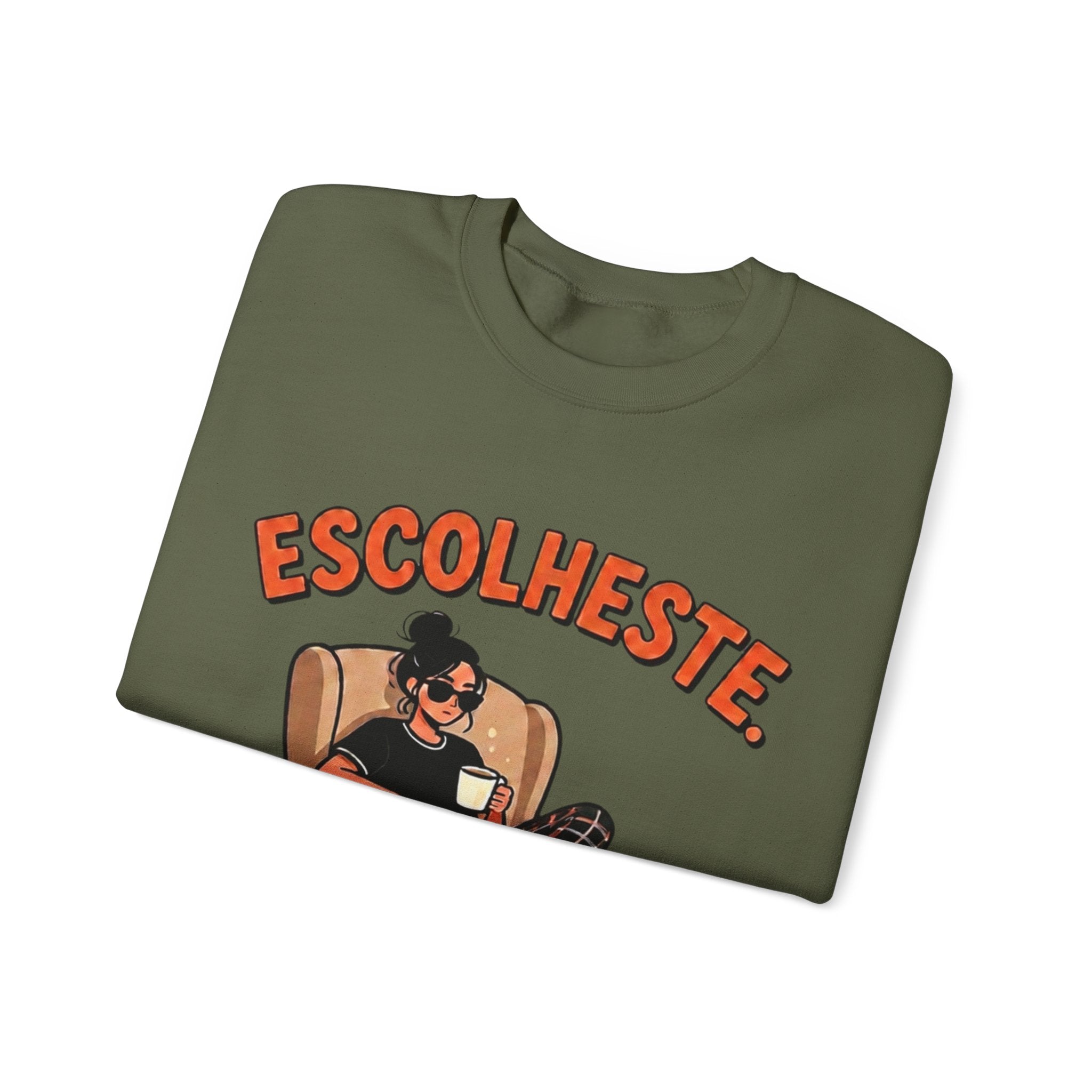 Crewneck Sweatshirt — "Escolheste, Agora Reclama à Vontade" Cozy Reading Lounge Pullover