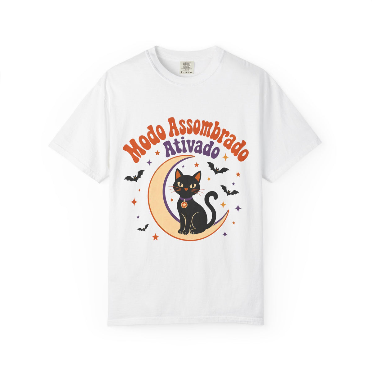 Modo Assombrado Ativado - T-shirt Halloween Gato Preto
