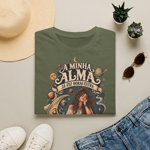 A Minha Calma T-Shirt — Portuguese 'My Calm Gives Me Extra Hours' Boho Celestial Tee