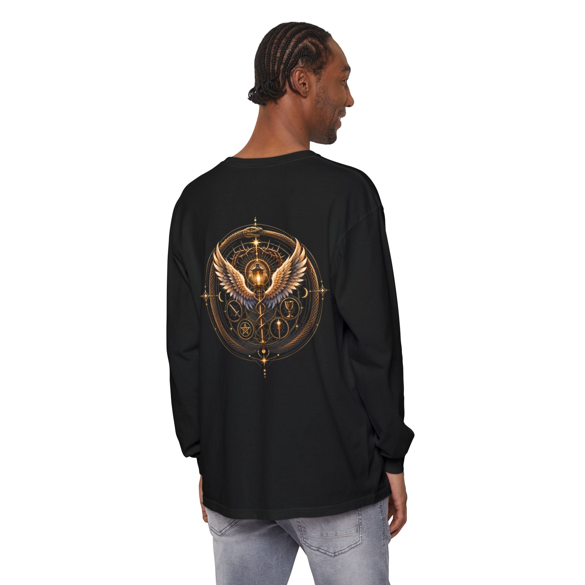 Strength Shield Long Sleeve Tee — "Sou Forte. Enfrento, Não Escondo." (Portuguese Inspiration)