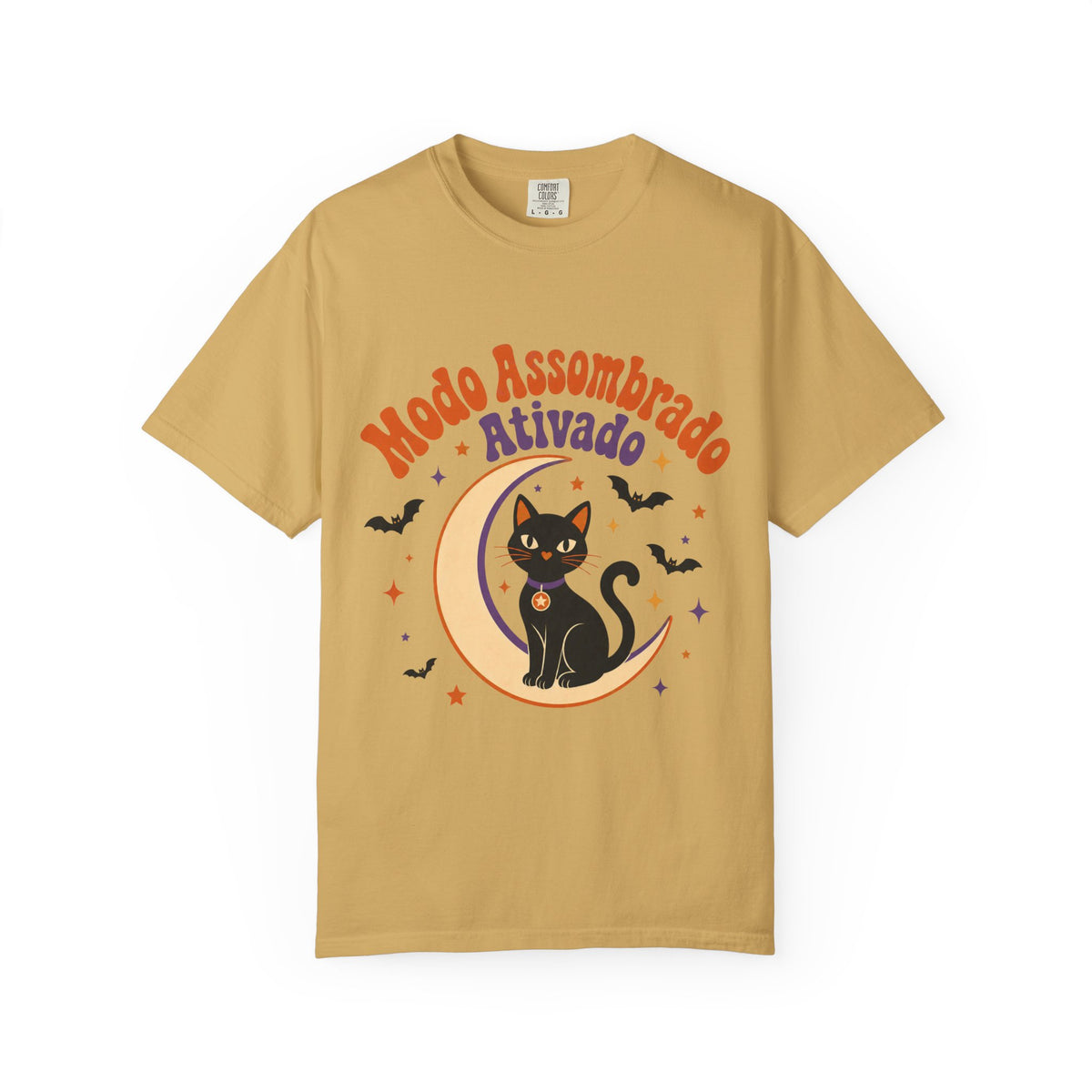 Modo Assombrado Ativado - T-shirt Halloween Gato Preto
