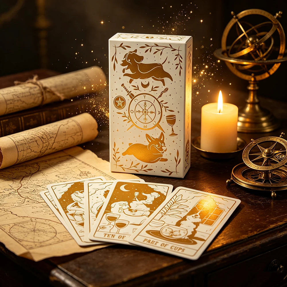 Baralho de Tarot Cãezinhos 78 Cartas — Presente Fofo para Amantes de Tarot