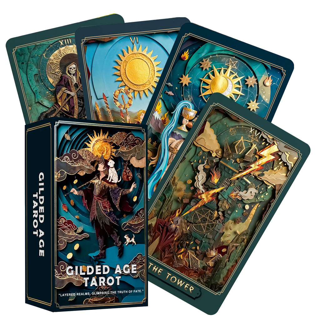 Tarot Era Dourada 78 Cartas — Arte em Papel Recortado