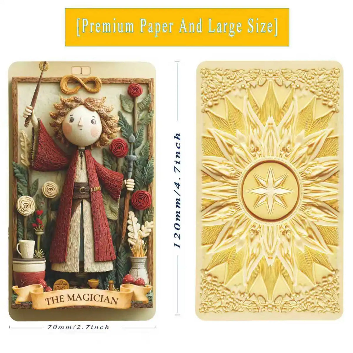 Baralho de Tarot 78 Cartas Textura Argila com Livro-Guia — Para Iniciantes e Leitoras Experientes