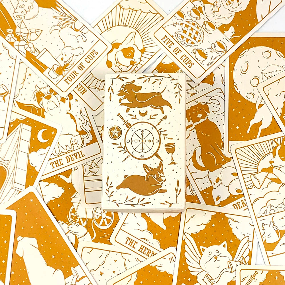 Baralho de Tarot Cãezinhos 78 Cartas — Presente Fofo para Amantes de Tarot
