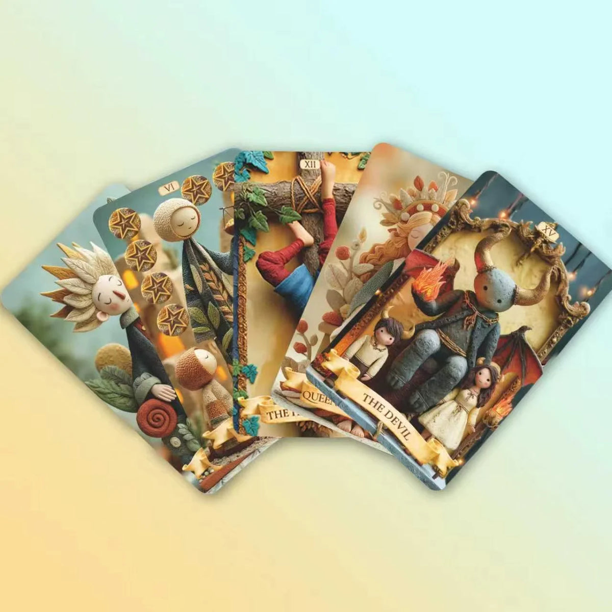 Baralho de Tarot 78 Cartas Textura Argila com Livro-Guia — Para Iniciantes e Leitoras Experientes