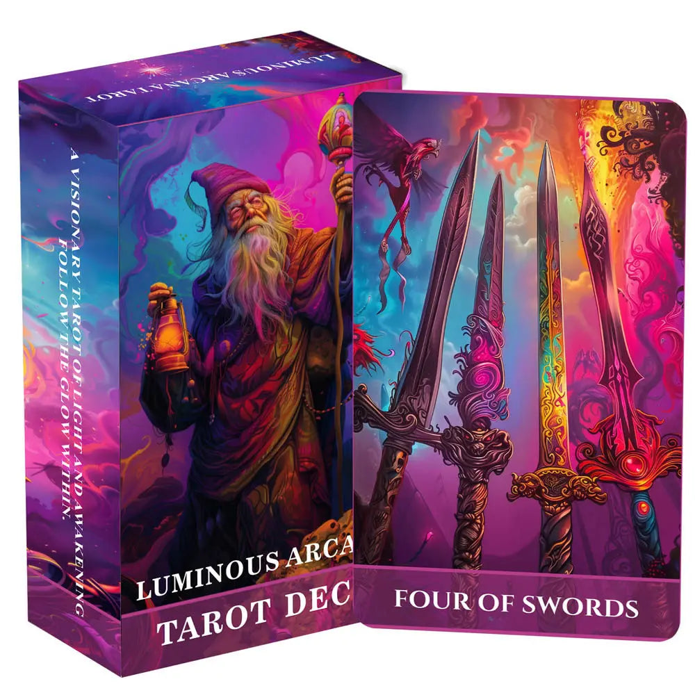 Baralho de Tarot Luminoso 78 Cartas — Sabedoria e Introspeção