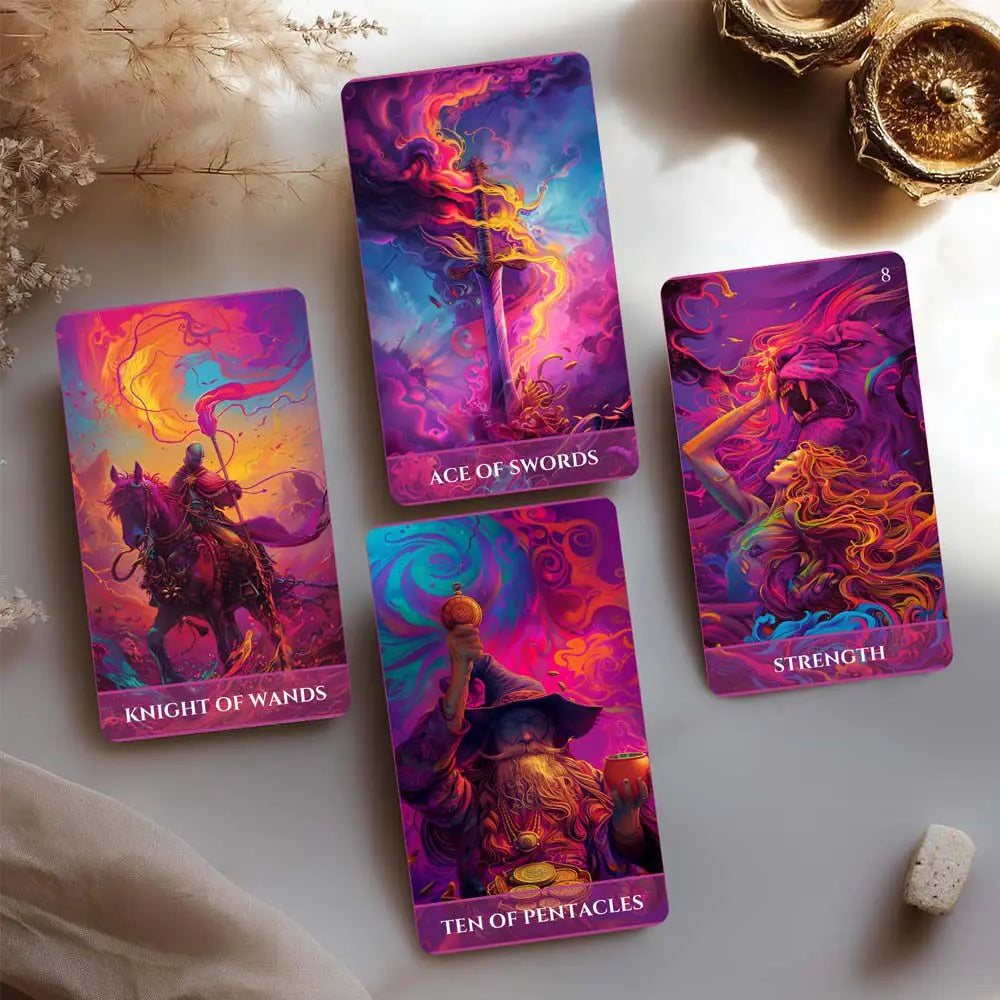 Baralho de Tarot Luminoso 78 Cartas — Sabedoria e Introspeção