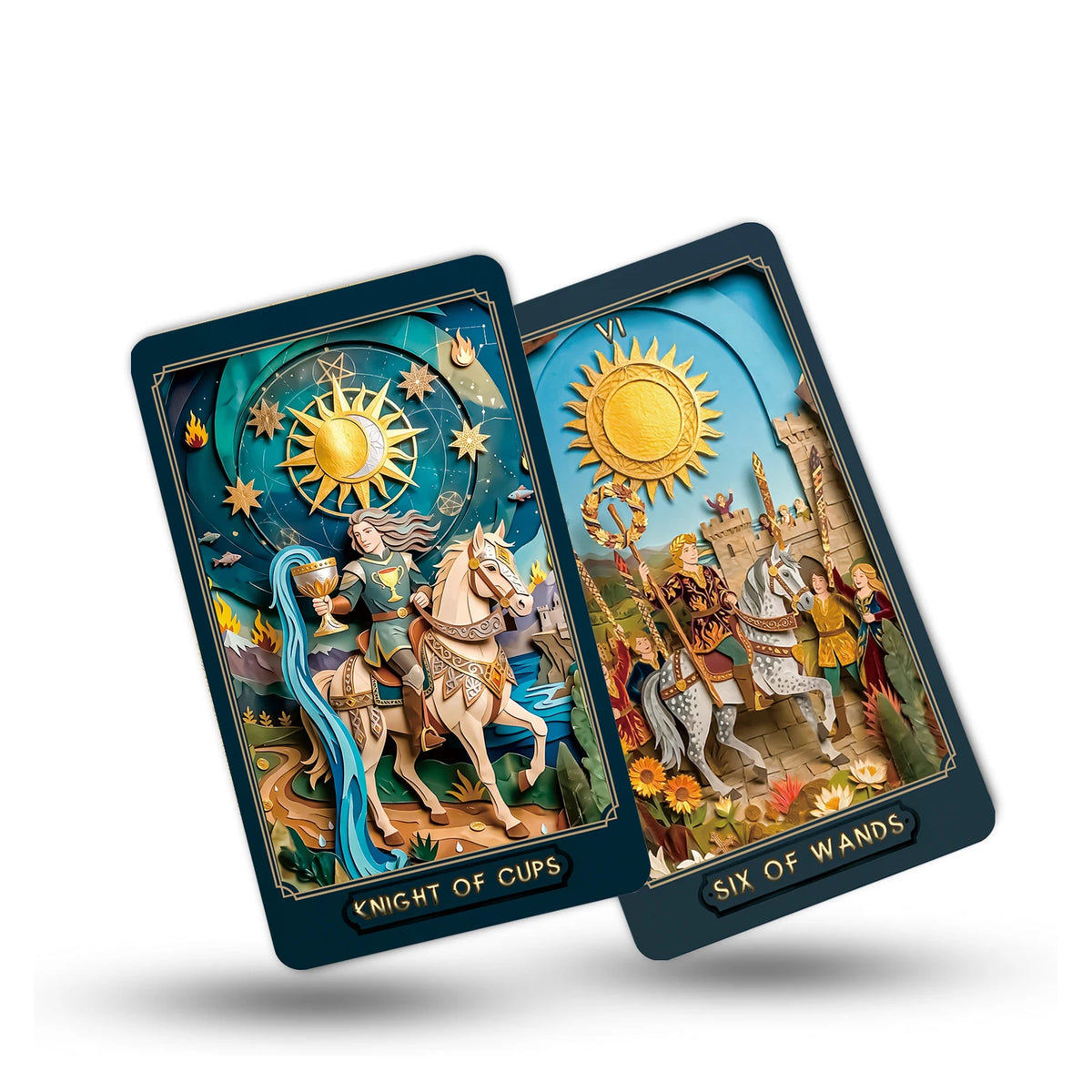 Tarot Era Dourada 78 Cartas — Arte em Papel Recortado