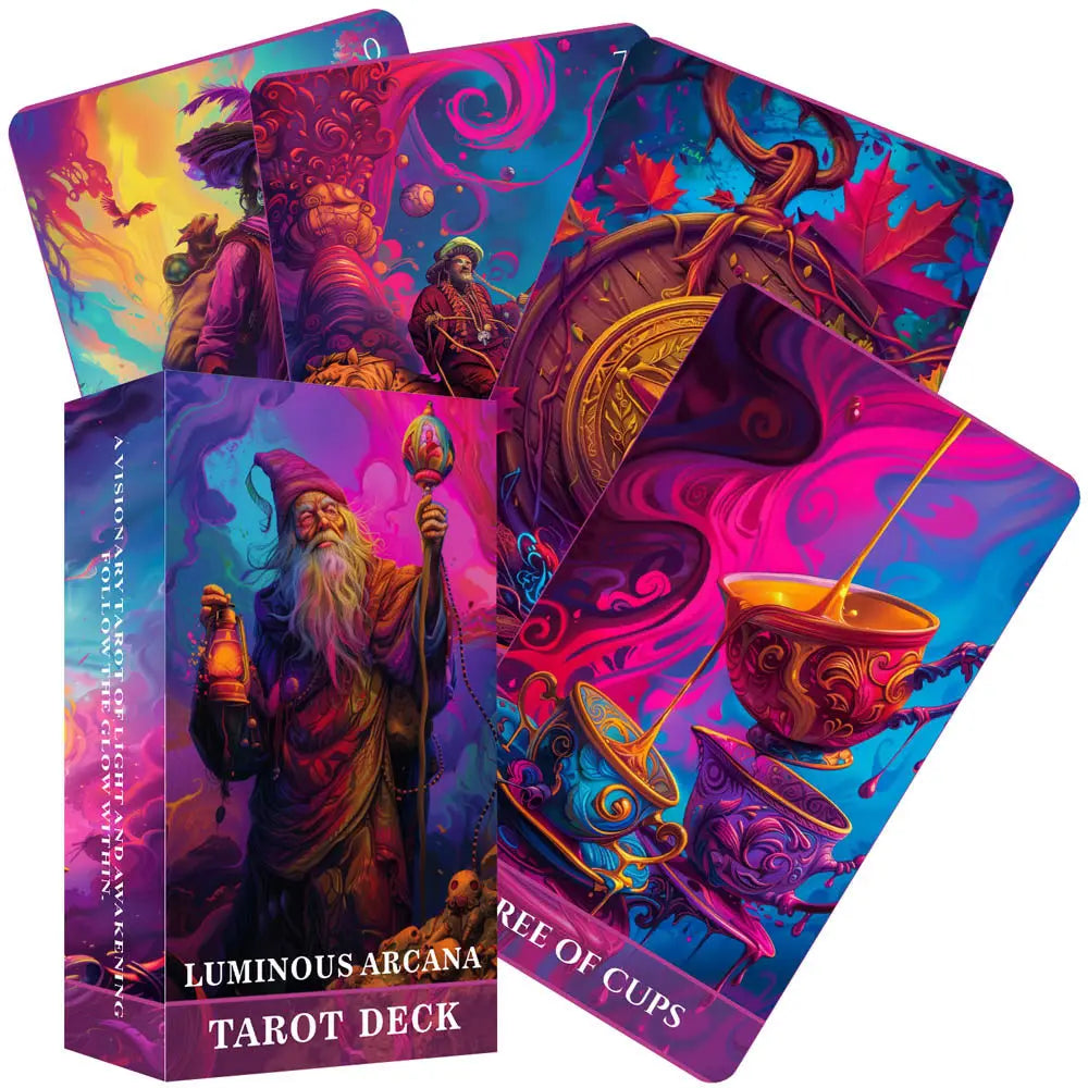 Baralho de Tarot Luminoso 78 Cartas — Sabedoria e Introspeção