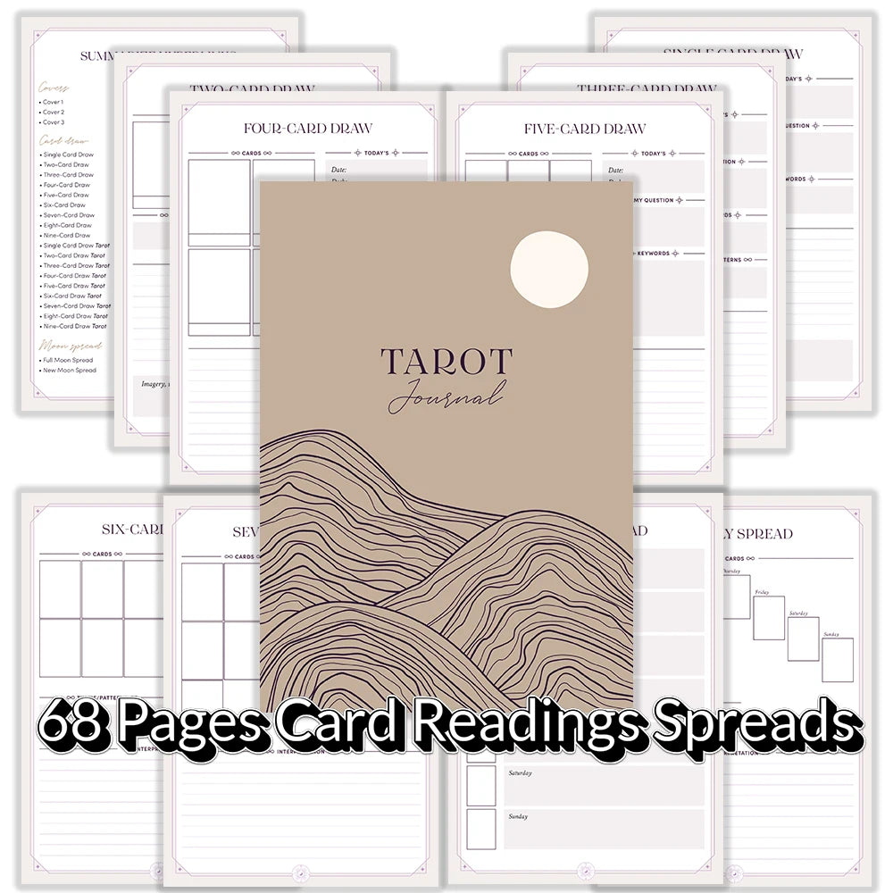 Diário de Tarot 68 Páginas — Registo de Leituras e Tiragens